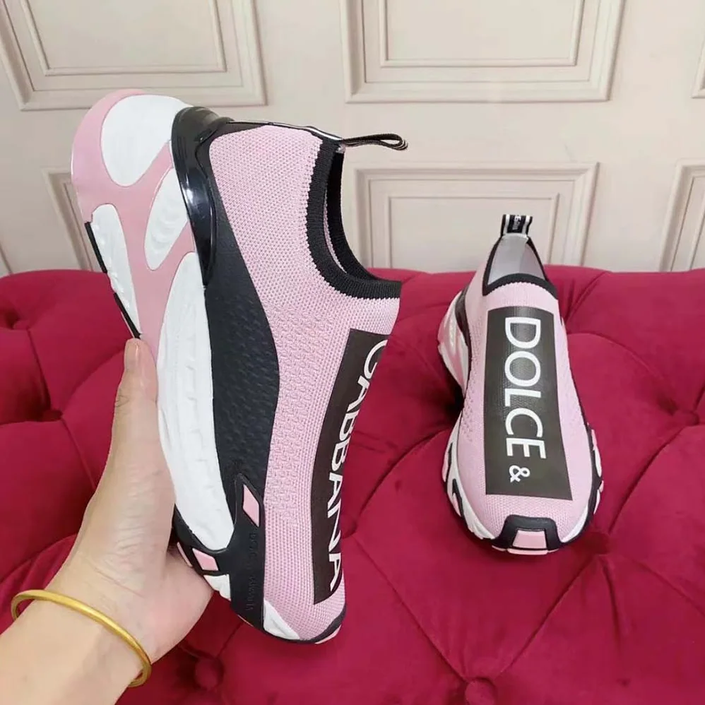 Dolce Gabbana D&G Stretch Mesh Fast Sneakers for Women in Pink