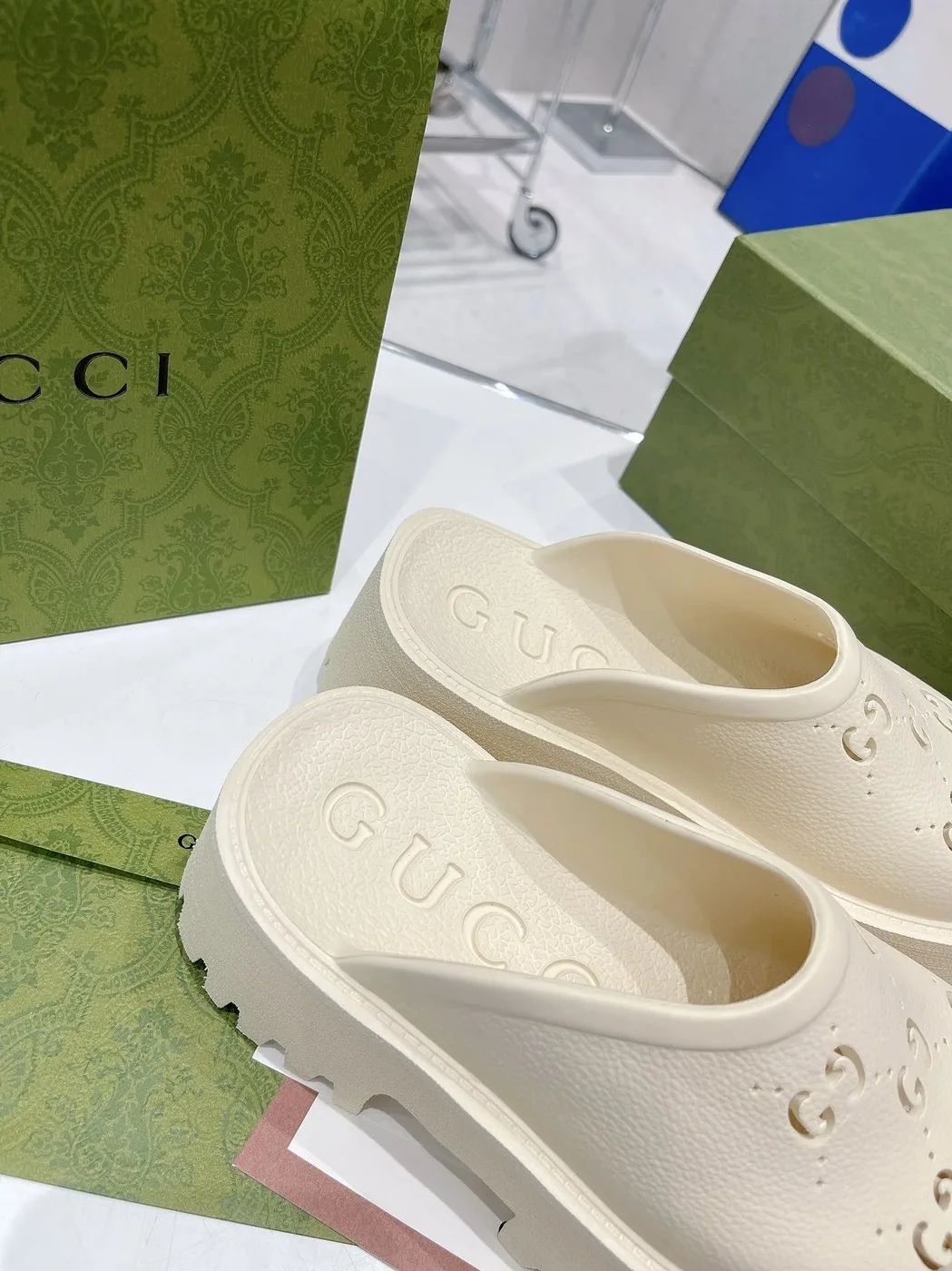 Gucci Platform Perforated G Sandal Yellow for Women