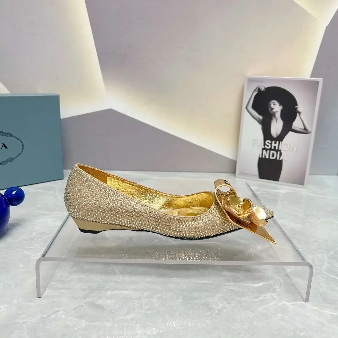 Prada Patent Pumps With Crystals Gold