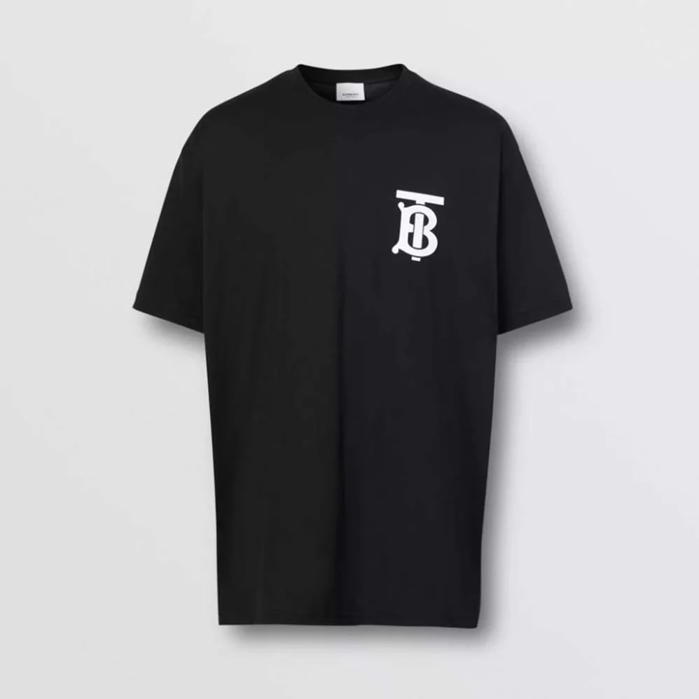 Burberry Monogram Motif Cotton Oversized T-shirt for Women in Black Burberry Monogram Motif Cotton Oversized T-shirt for Women in Black