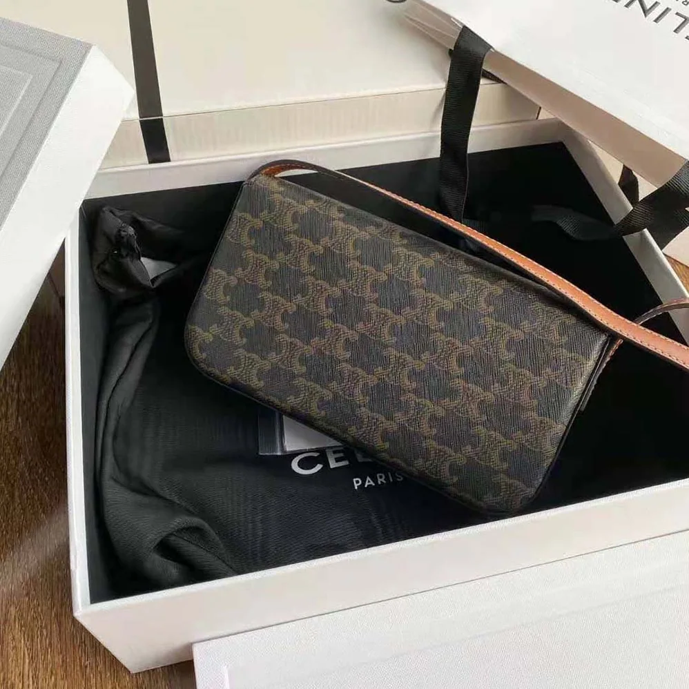 Celine Triomphe Shoulder Bag in Triomphe Canvas and Calfksin for Women Celine Triomphe Shoulder Bag in Triomphe Canvas and Calfksin for Women