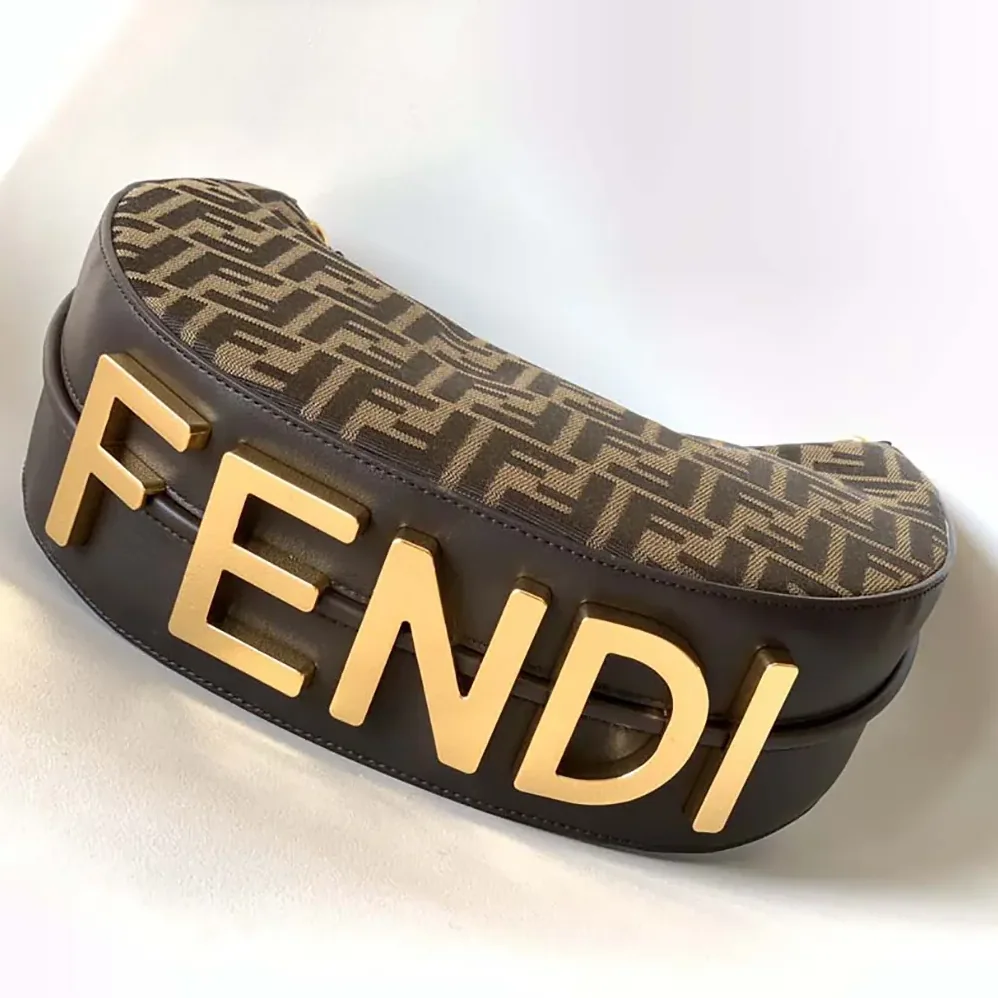 Fendi Fendigraphy Small Brown FF Jacquard Fabric Bag for Women Fendi Fendigraphy Small Brown FF Jacquard Fabric Bag for Women