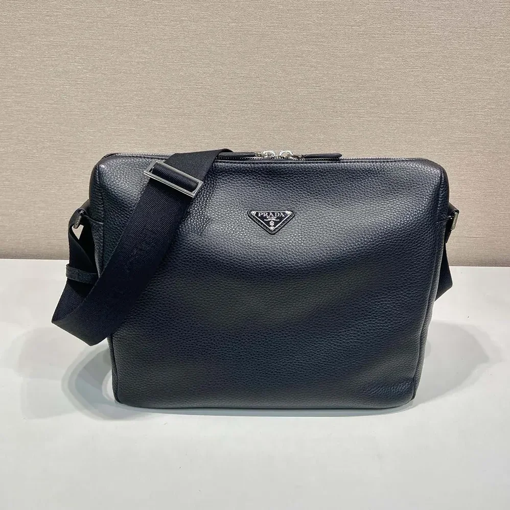 Prada Leather Shoulder Bag for Men in Black