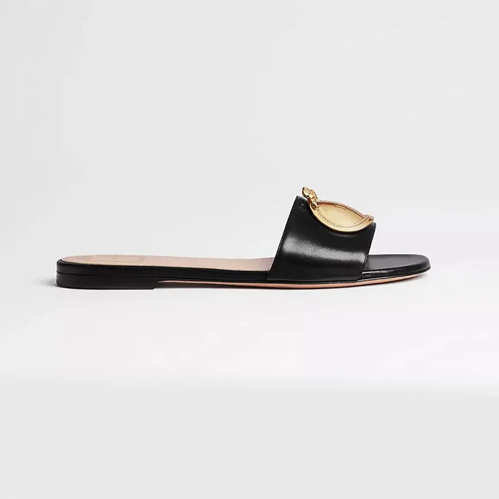 Dior Médaillon Buckle Slide Black Lambskin for Women Dior Médaillon Buckle Slide Black Lambskin for Women