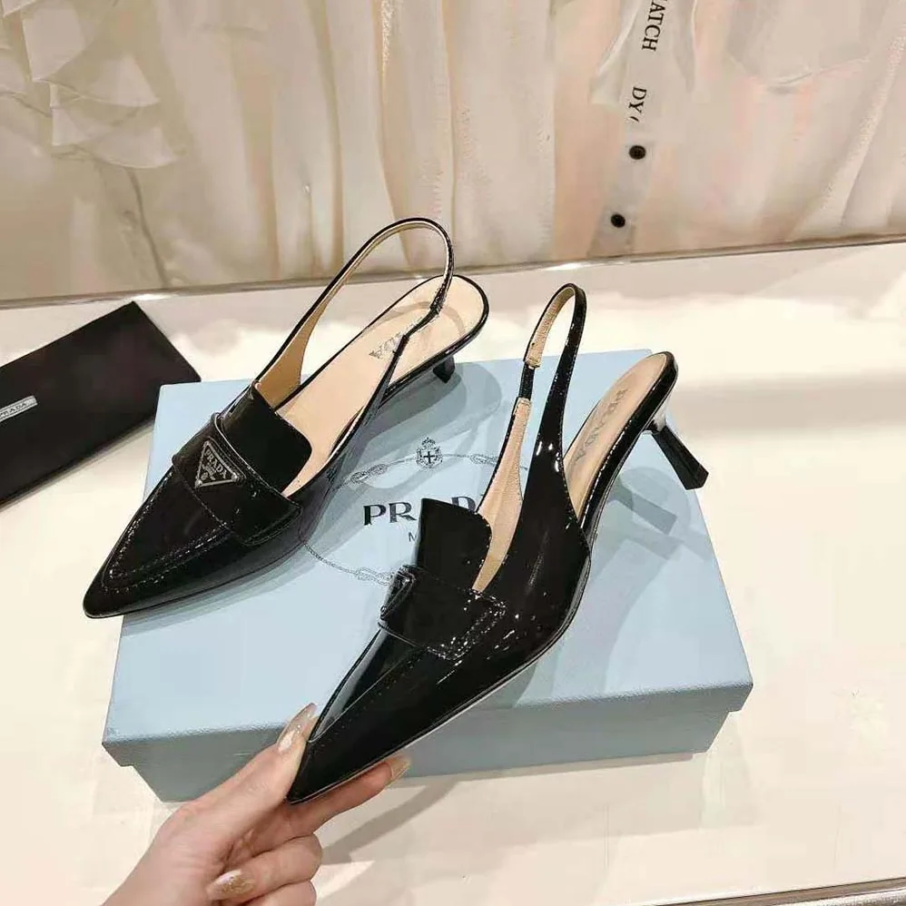 Prada Patent Leather Slingbacks for Women in Black