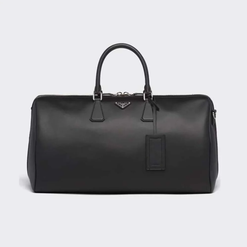 Prada Elegant Duffle Bag in Saffiano Leather Travel Bag for Men in Black Prada Elegant Duffle Bag in Saffiano Leather Travel Bag for Men in Black