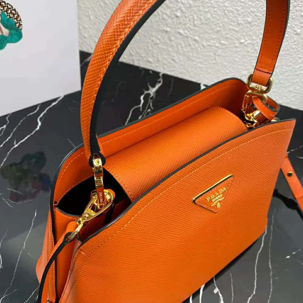Prada Medium Saffiano Leather Prada Matinee Bag for Women in Orange
