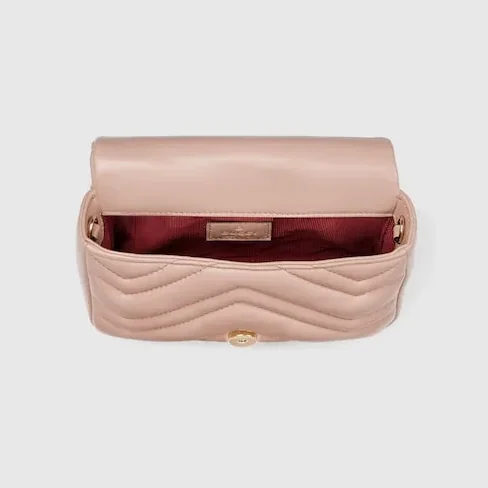 Gucci Marmont Mini Shoulder Bag in Pink Beige Gold Hardware