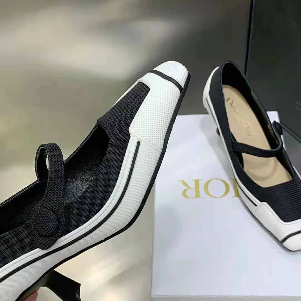 Dior D-Motion Pump Black Technical Fabric and White Rubber for Women Dior D-Motion Pump Black Technical Fabric and White Rubber for Women
