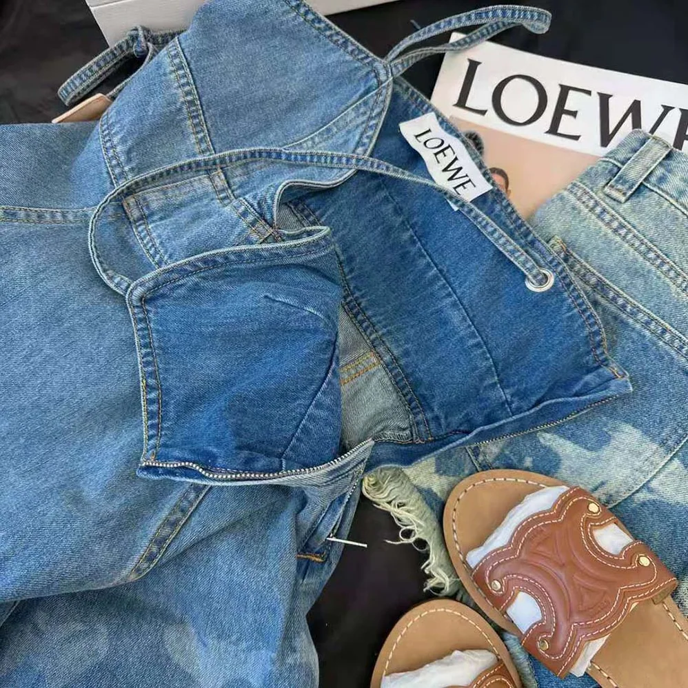 Loewe Fish Strappy Dress in Denim for Women