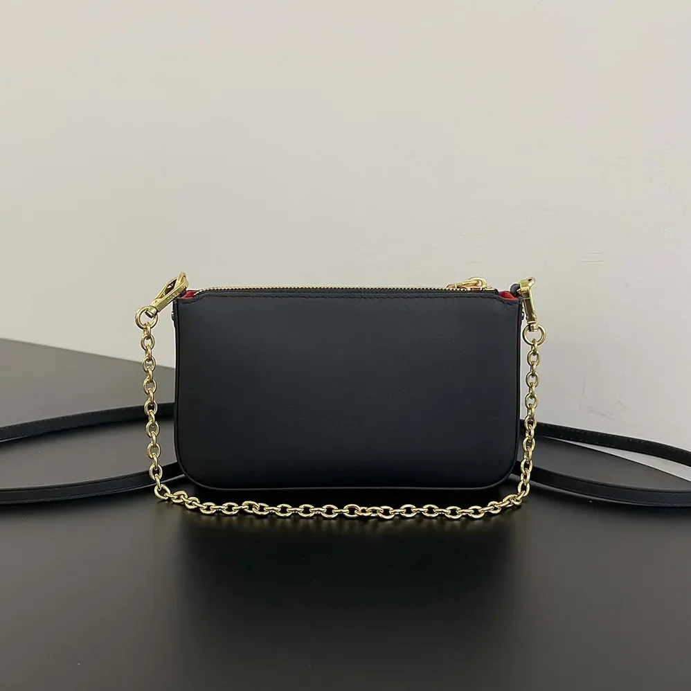Fendi Baguette Pouch Lunar New Year Black Leather Pouch for Women Fendi Baguette Pouch Lunar New Year Black Leather Pouch for Women