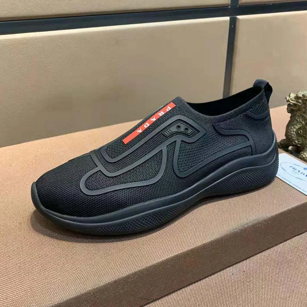Prada Bike Knit Sneakers for Men in Black