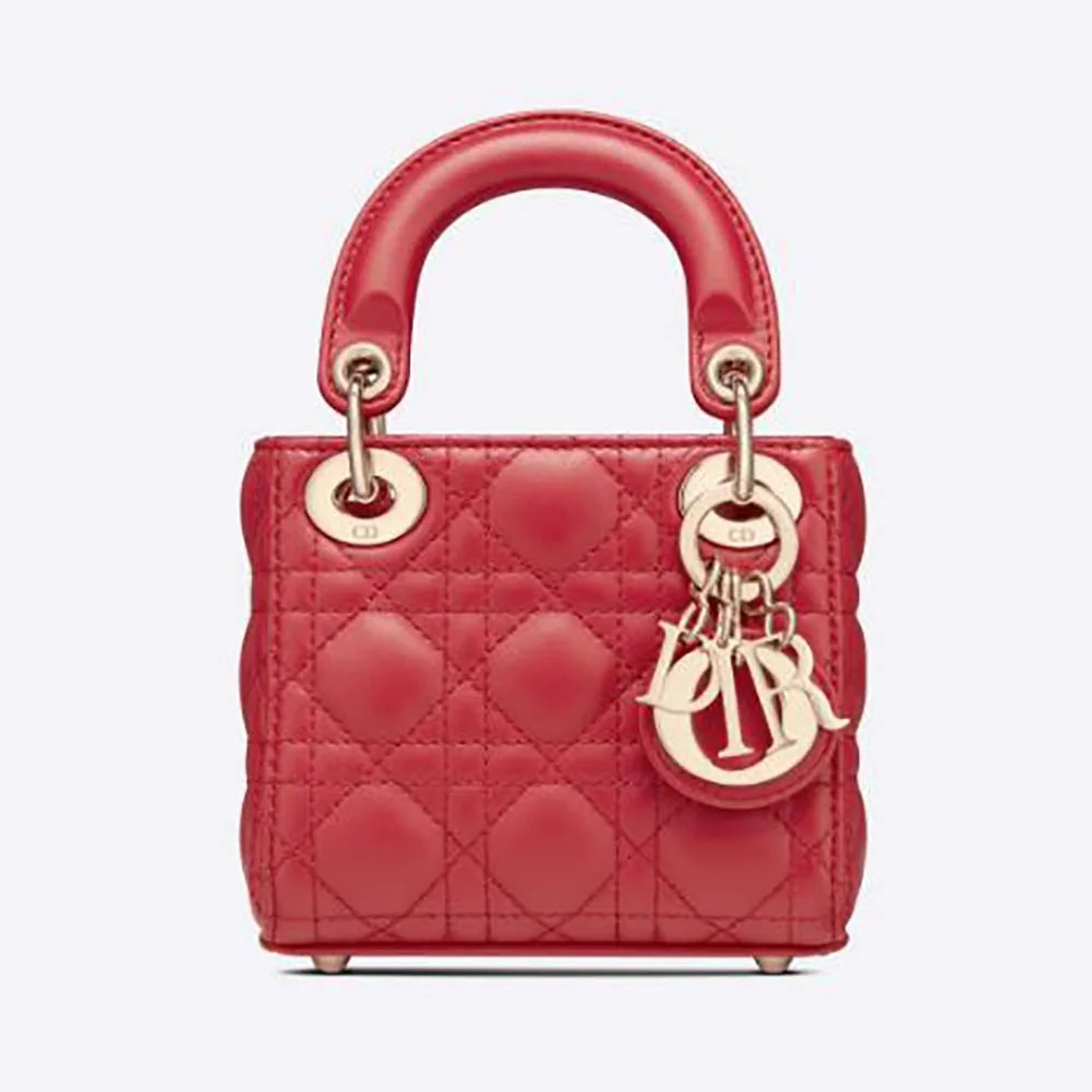 Dior Micro Lady Dior Bag Red Cannage Lambskin for Women Dior Micro Lady Dior Bag Red Cannage Lambskin for Women
