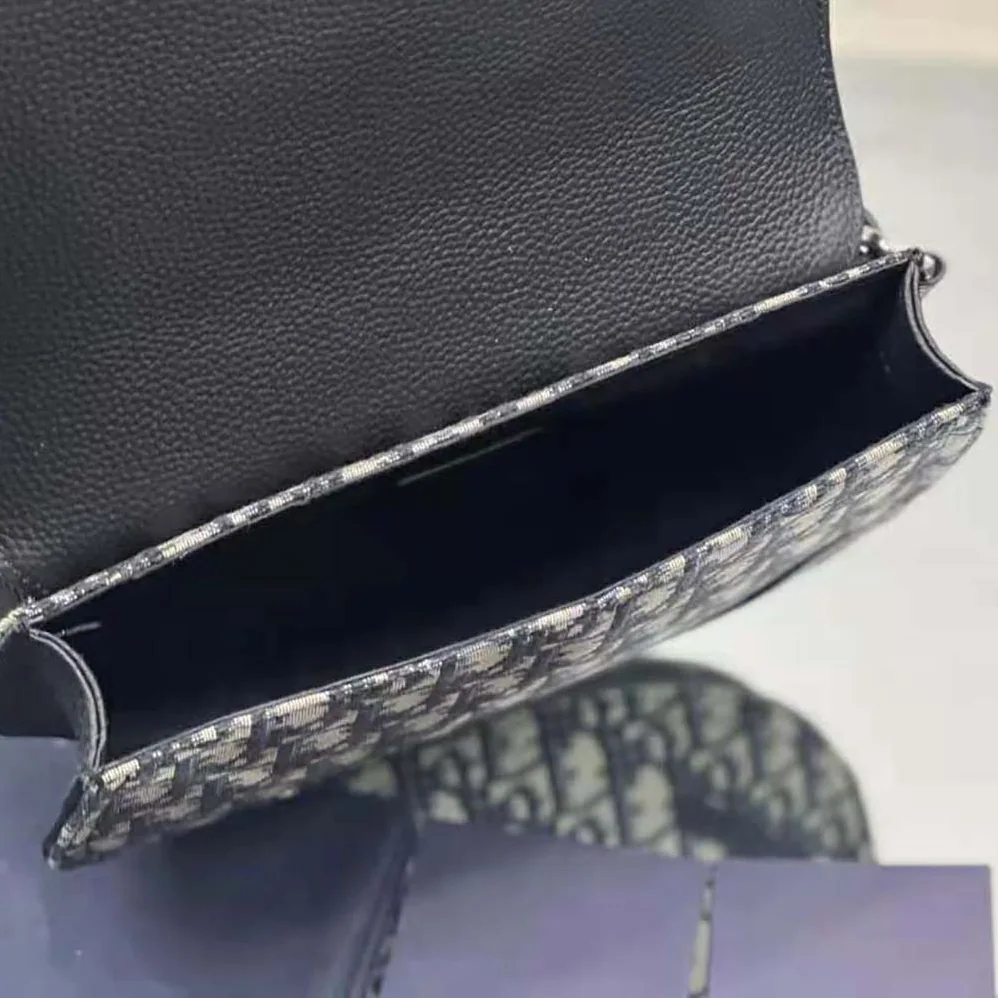 Dior Saddle Pouch Beige and Black Dior Oblique Jacquard for Men