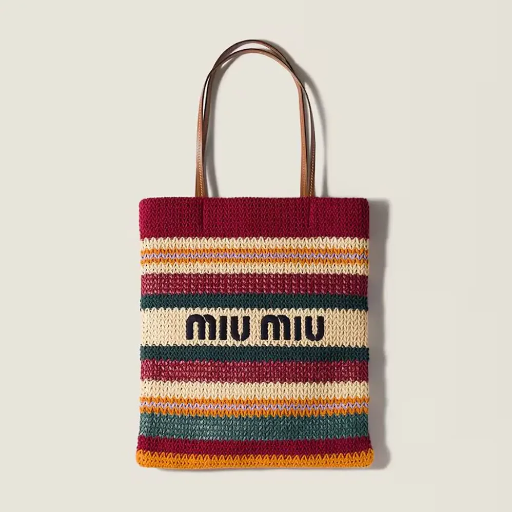 Miu Miu Raffia for Women in Effect Woven Tote Bag