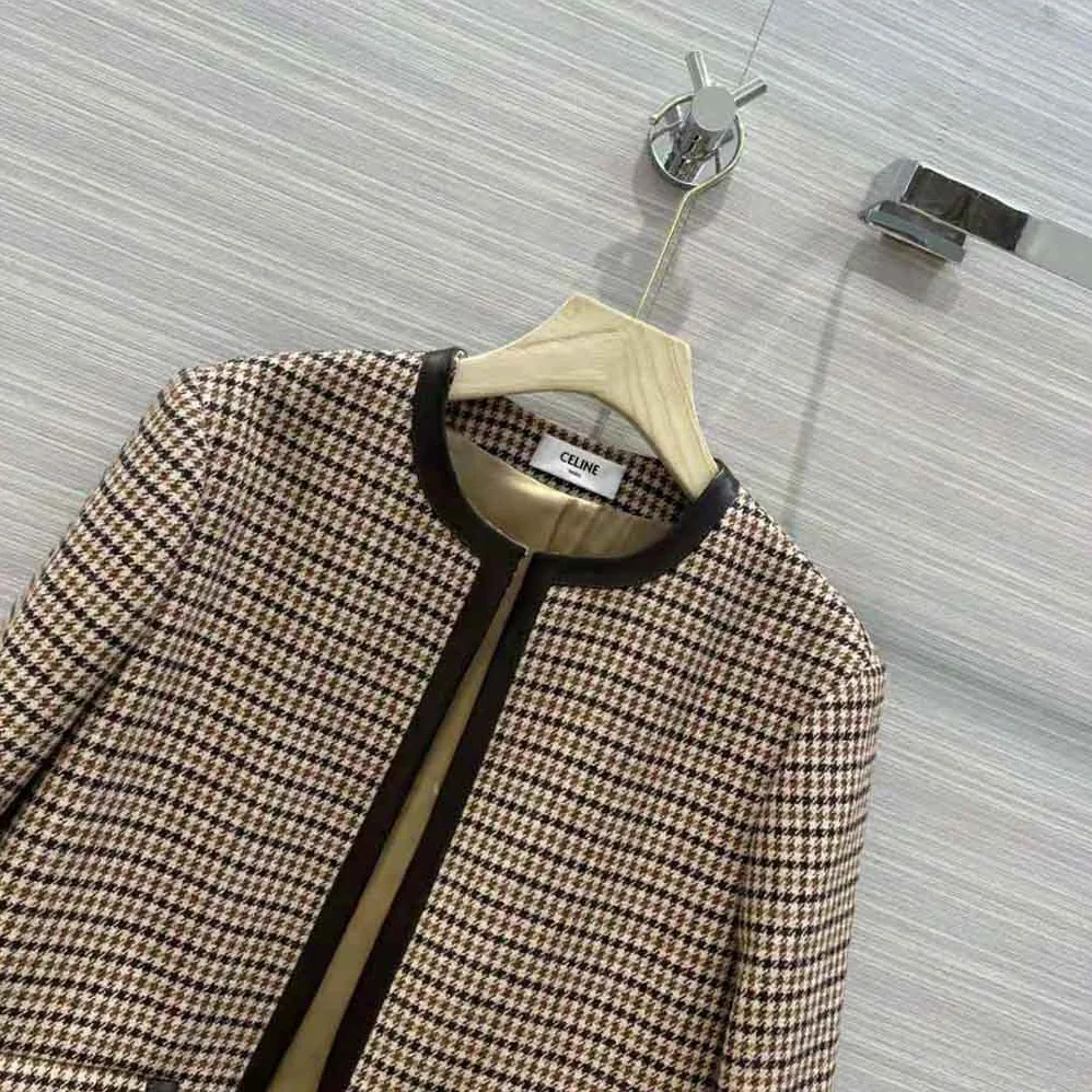 Celine Chasseur Jacket in Houndstooth Wool for Women Celine Chasseur Jacket in Houndstooth Wool for Women