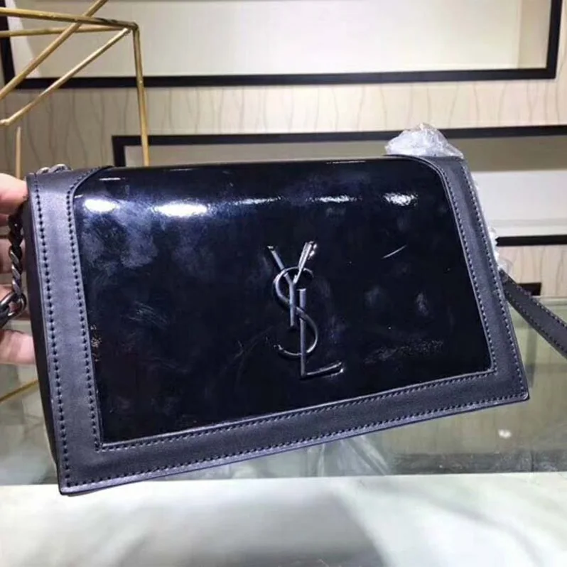 Saint Laurent YSL Book Bag in Patent Leather for Women in Black Saint Laurent YSL Book Bag in Patent Leather for Women in Black