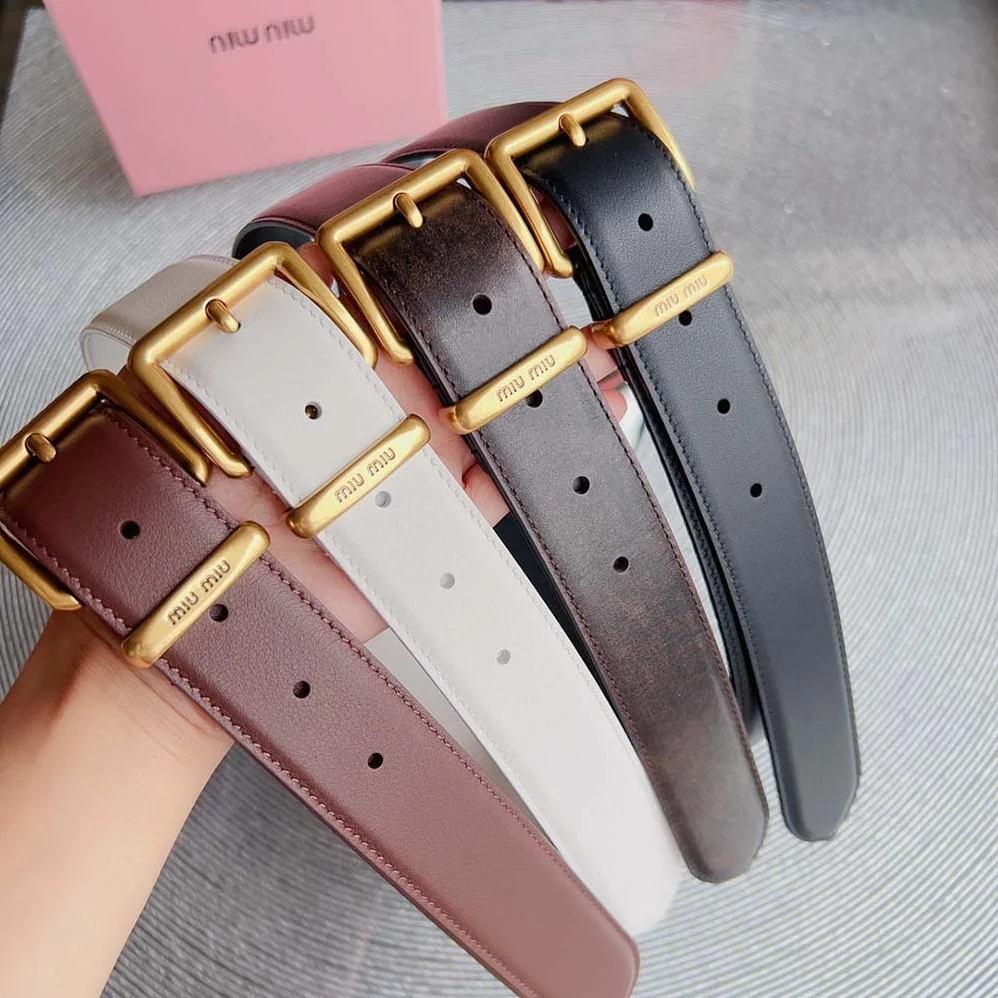 Miu Miu Leather Belt with Laser for Women in engraved Logo