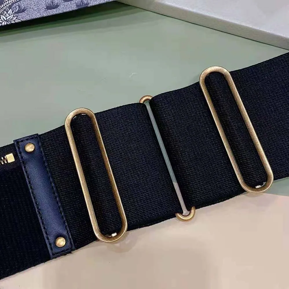 Dior Saddle Belt Black Smooth Calfskin and Technical Fabric 80 MM for Women