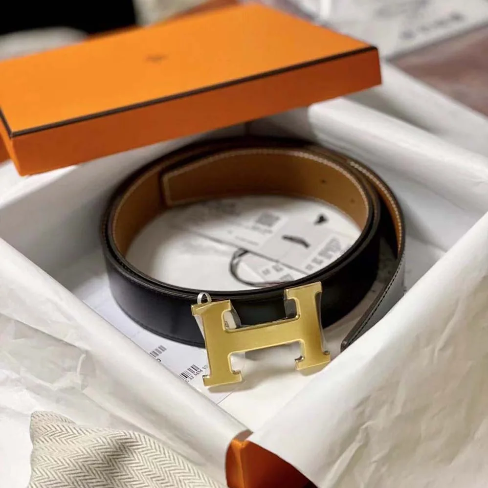 Hermes H Belt Buckle & Reversible Leather Strap 32 mm for Men in Black