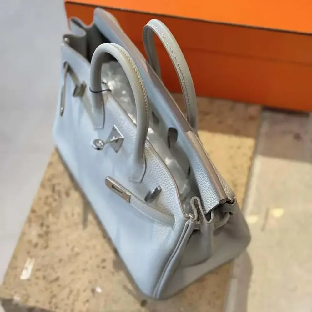 Hermes Birkin 25 Bag in Epsom Leather with Silver Hardware in Blue Glacier Hermes Birkin 25 Bag in Epsom Leather with Silver Hardware in Blue Glacier