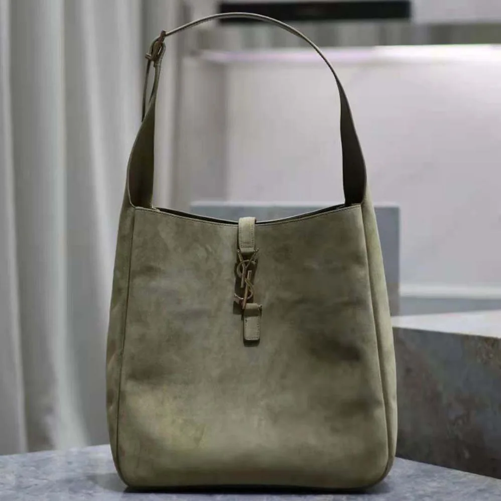 Saint Laurent YSL Le 5 à 7 Supple Large in Suede for Women in Green Saint Laurent YSL Le 5 à 7 Supple Large in Suede for Women in Green