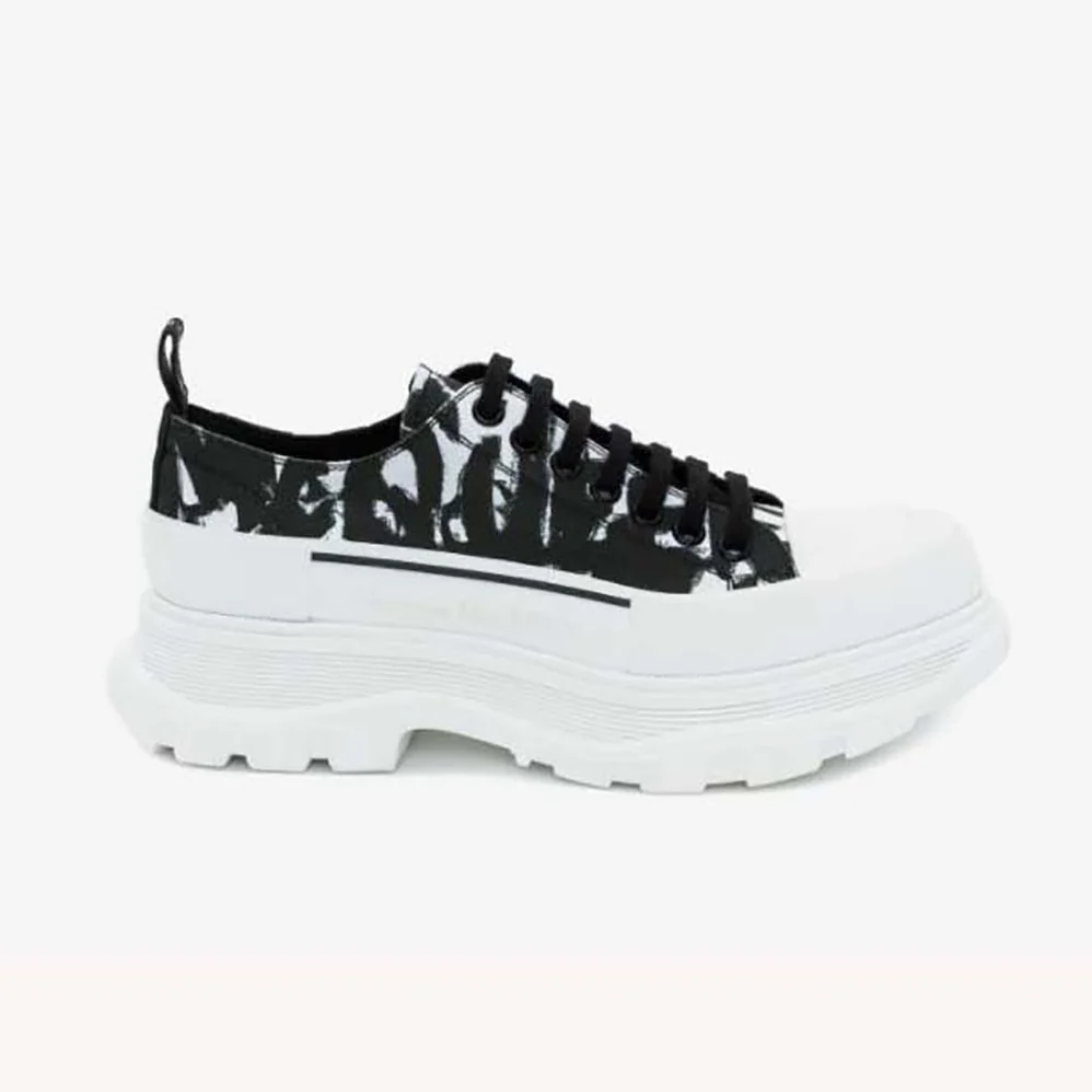 Alexander Mcqueen McQueen Graffiti Tread Slick Lace for Unisex in up in Black/White