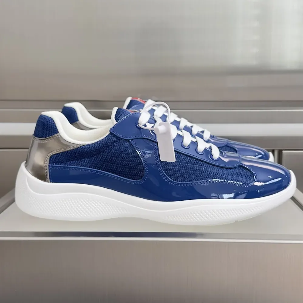 Prada Patent Leather And Technical Fabric Prada America'S Cup Sneakers for Unisex in Navy