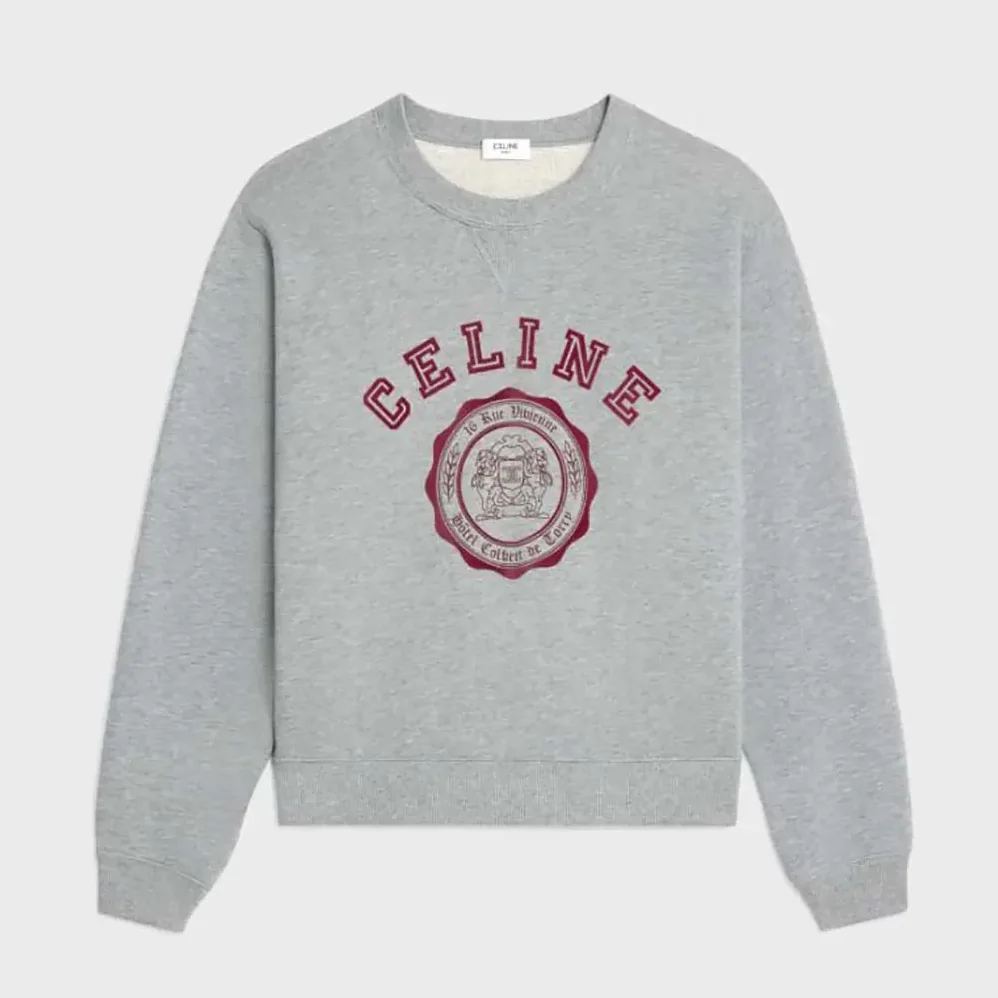 Celine Blason Loose Sweatshirt in Cotton Fleece for Women