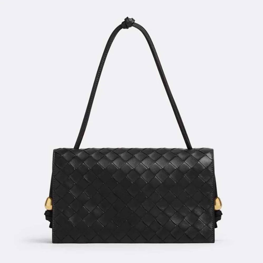 Bottega Veneta Trio Pouch On Strap Mini Intrecciato Leather Shoulder Bag for Women in Black Bottega Veneta Trio Pouch On Strap Mini Intrecciato Leather Shoulder Bag for Women in Black