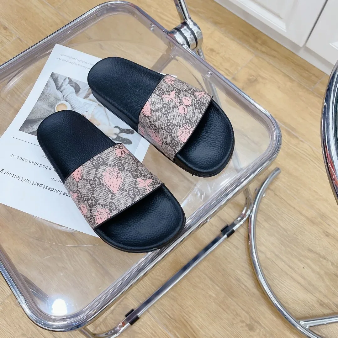Gucci GG Slide Sandal With Strawberry And Cherry Black for Women Gucci GG Slide Sandal With Strawberry And Cherry Black for Women