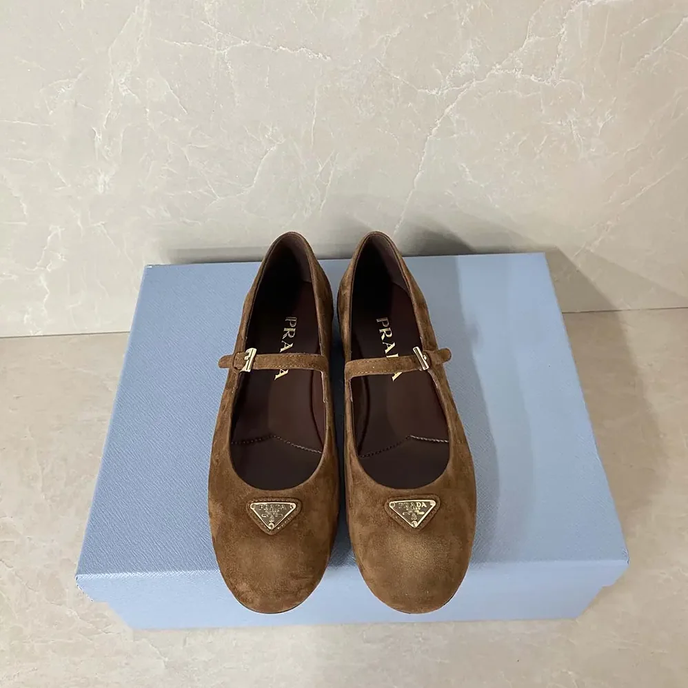 Prada Suede Ballerinas for Women in Brown Prada Suede Ballerinas for Women in Brown