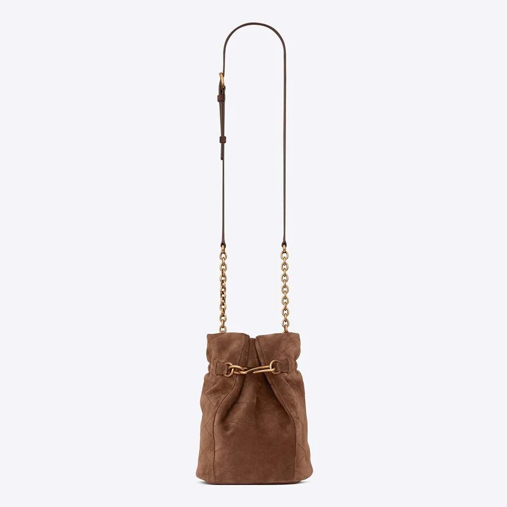 Saint Laurent YSL Le Maillon Bucket Bag in Suede for Women Saint Laurent YSL Le Maillon Bucket Bag in Suede for Women