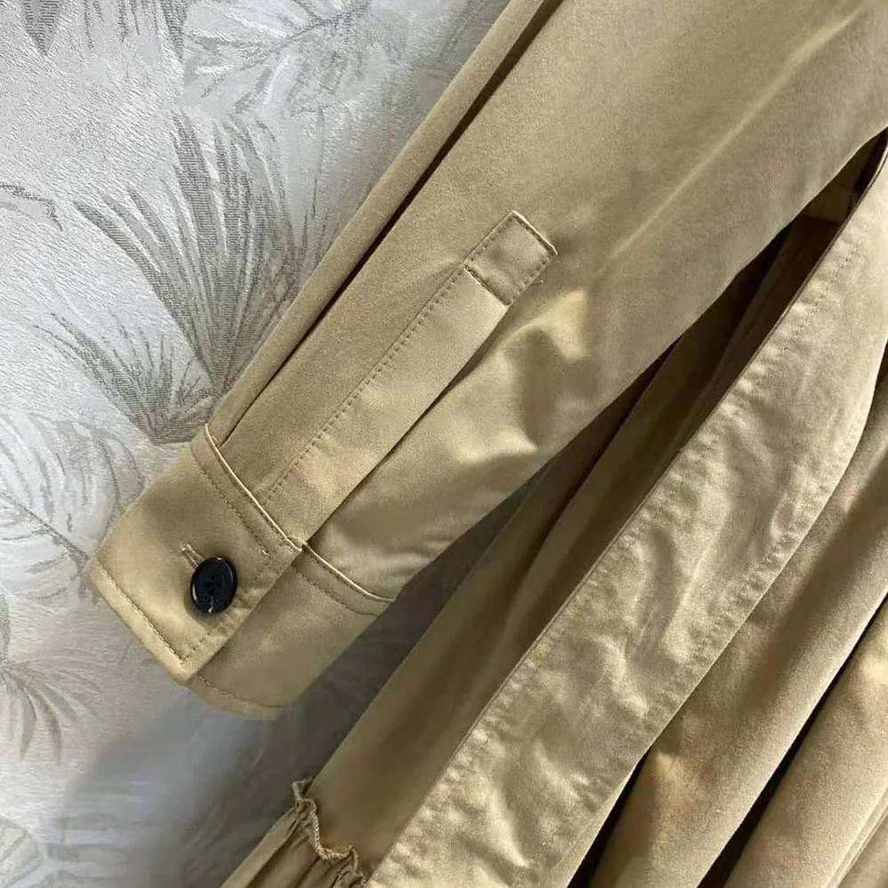Dior Mid-Length Belted Dress Beige Cotton Gabardine for Women