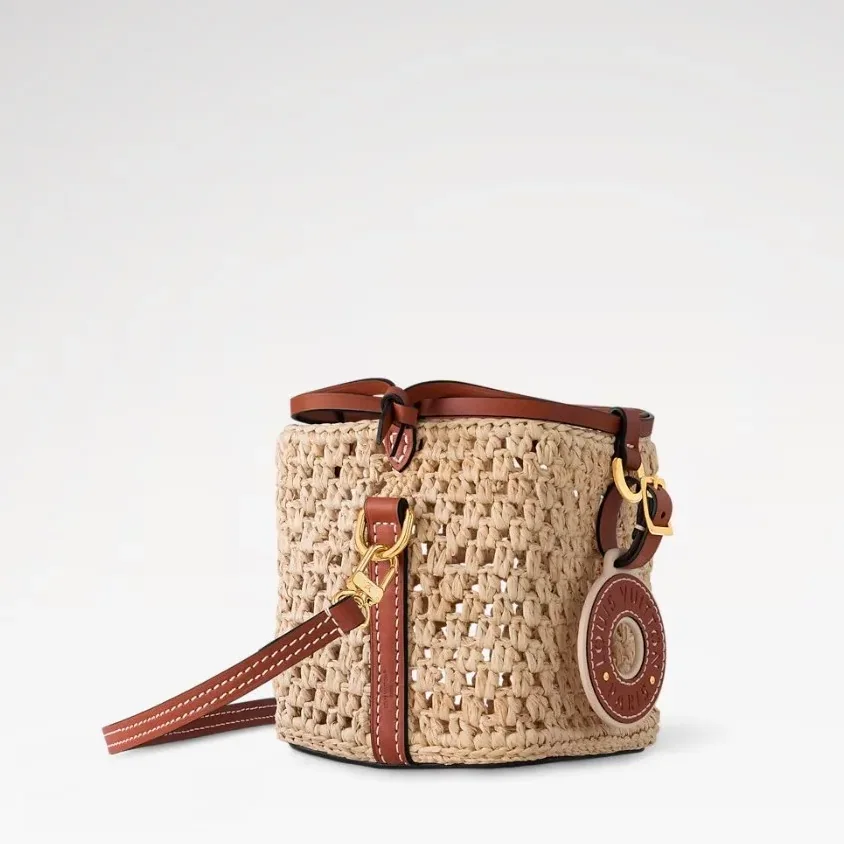 Louis Vuitton Noe Purse Shoulder Bag / Natural Tan Raffia Gold Hardware