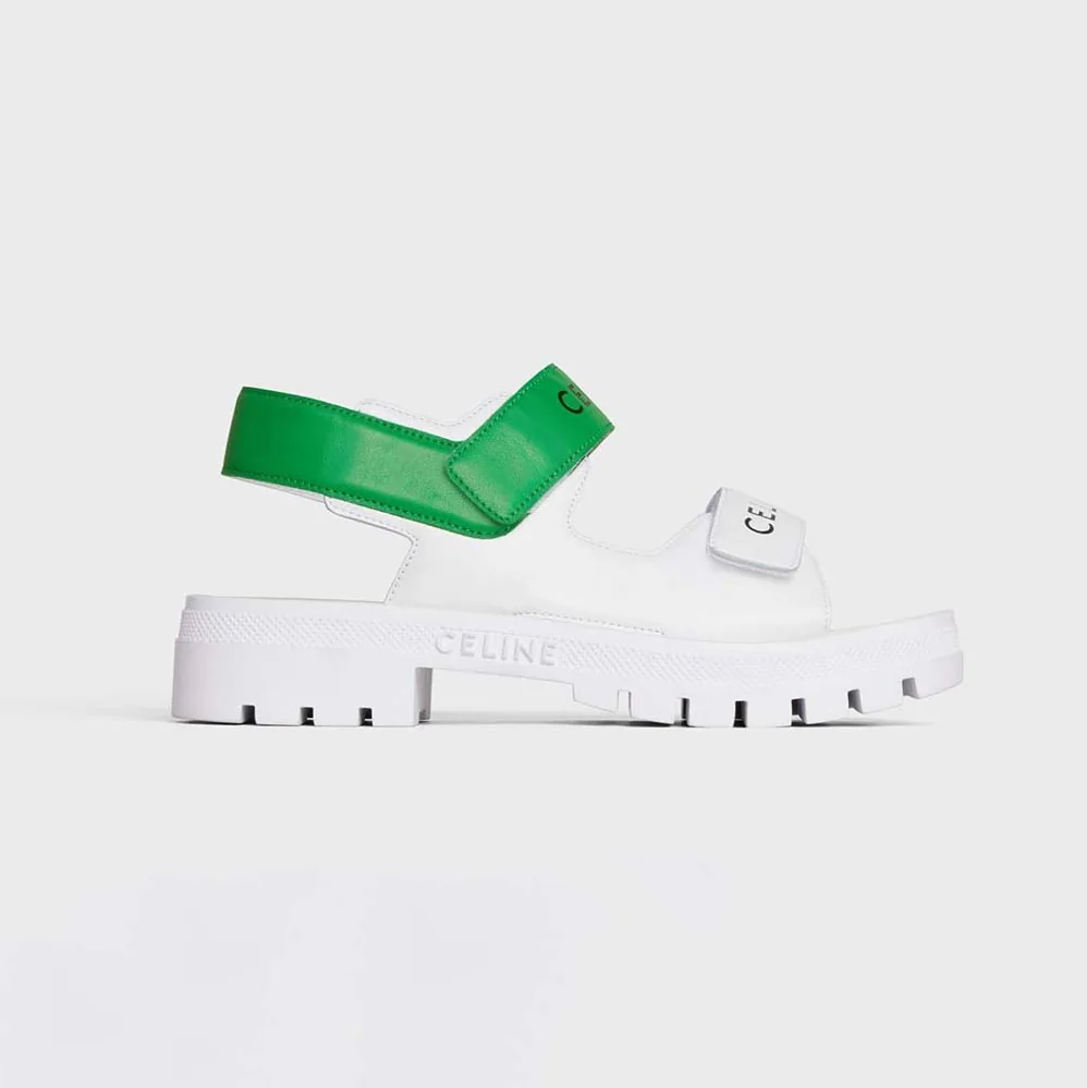 Celine Leo Scratch Sandal in Calfskin for Women in Green Celine Leo Scratch Sandal in Calfskin for Women in Green