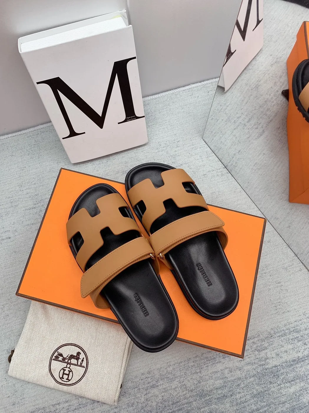 Hermes Chypre Sandals Brown in Blue Hermes Chypre Sandals Brown in Blue