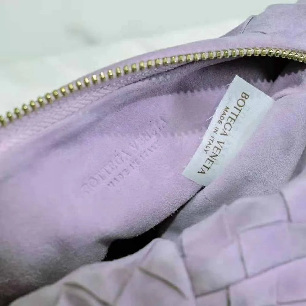 Bottega Veneta Mini Jodie Mini Intrecciato Suede Top Handle Bag for Women in Purple