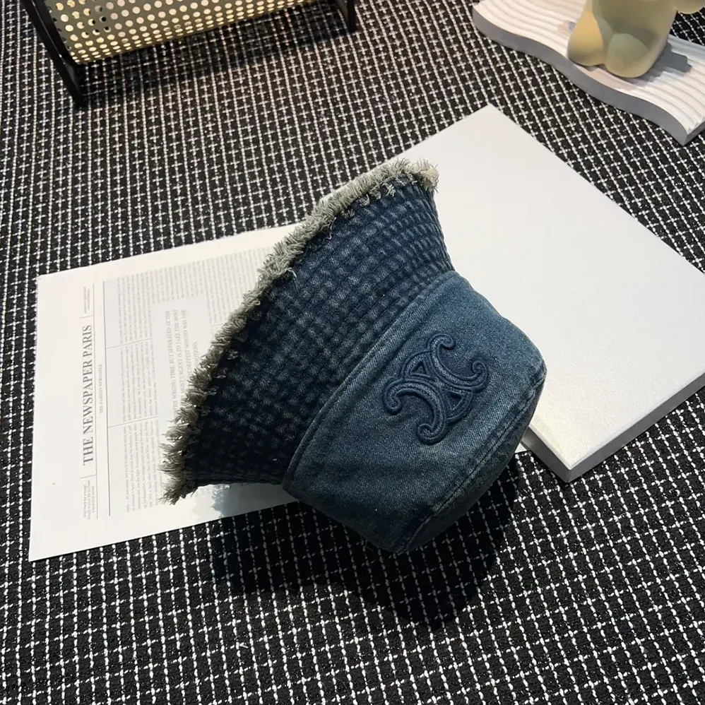 Celine Triomphe Bucket Hat in Dark Union Wash Denim for Women Celine Triomphe Bucket Hat in Dark Union Wash Denim for Women