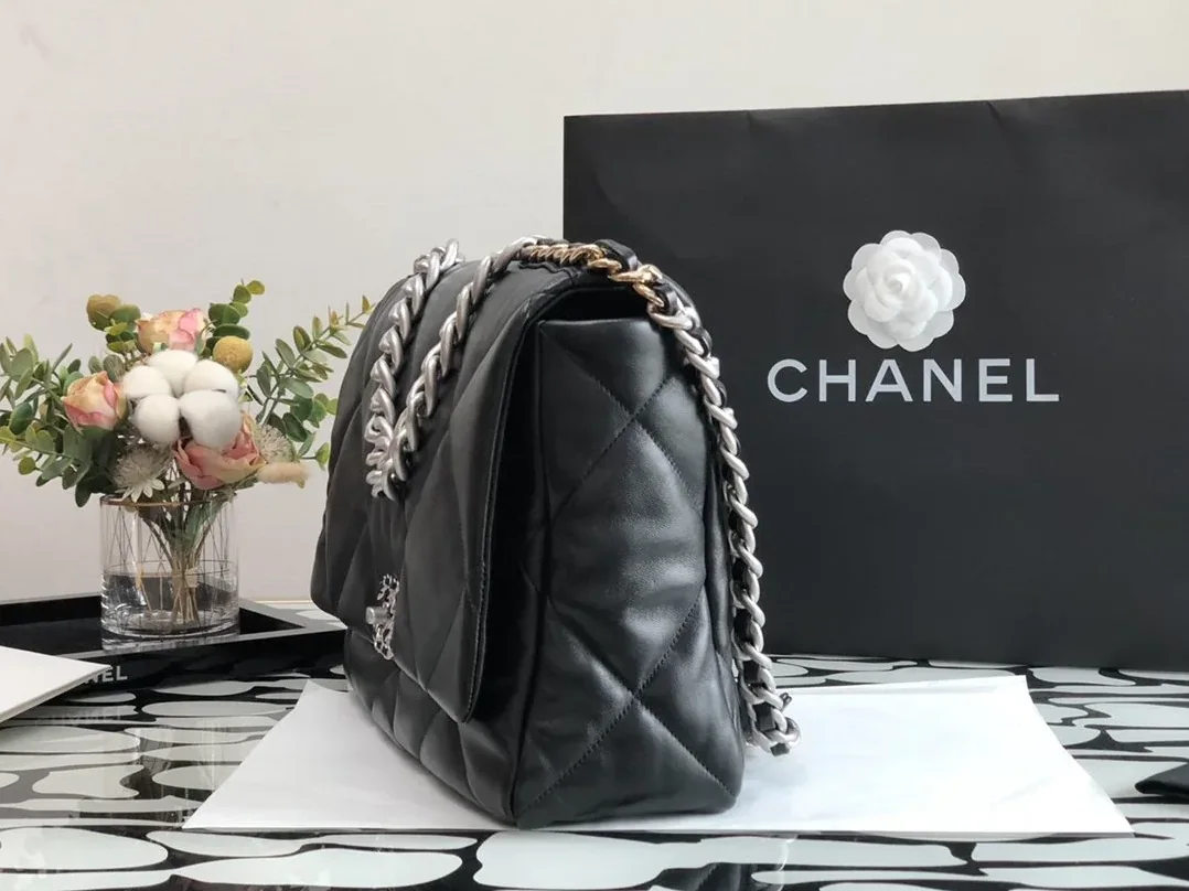 Chanel 19 Maxi Crossbody Bag in Black Silver Hardware