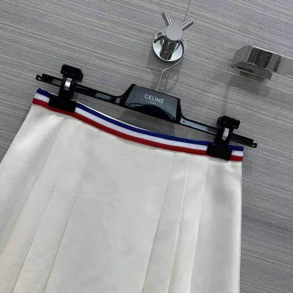 Celine Short Pleated Skirt in Cotton Piqué for Women