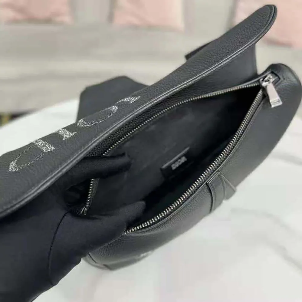 Dior By Erl Saddle Bag Black Grained Calfskin for Men Dior By Erl Saddle Bag Black Grained Calfskin for Men