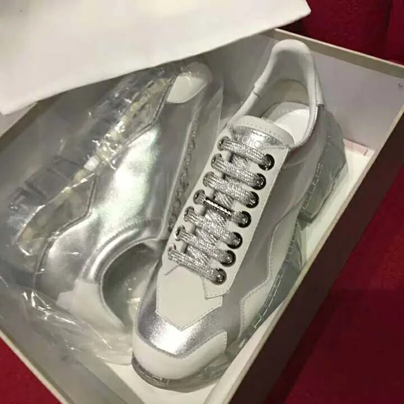 Jimmy Choo Shoes Diamond/F Silver Metallic Leather and White Calf Leather Low Top Trainers for Women Jimmy Choo Shoes Diamond/F Silver Metallic Leather and White Calf Leather Low Top Trainers for Women