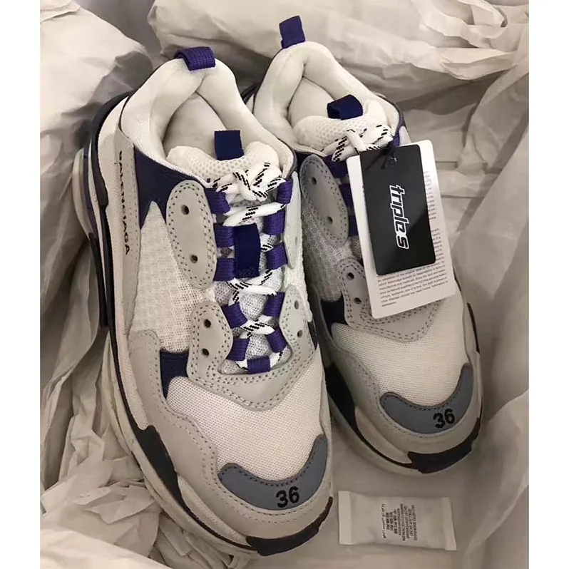 Balenciaga Triple S Trainers Oversized Multimaterial Sneakers Quilted Effect for Unisex in White
