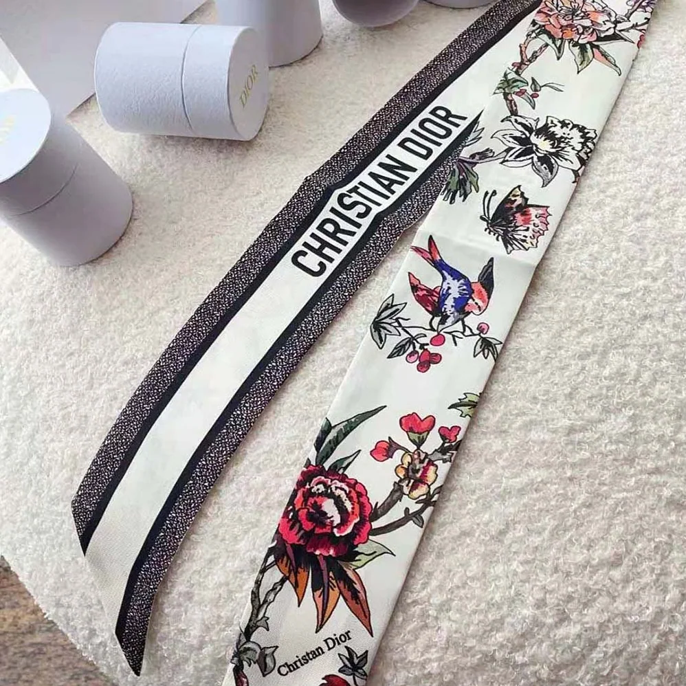 Dior Jardin Botanique Mitzah Scarf White Multicolor Silk Twill for Women
