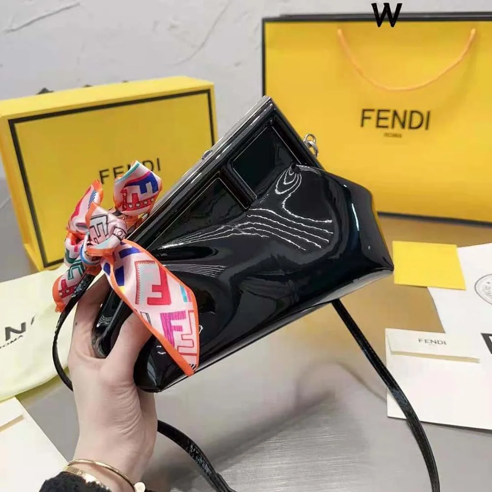Fendi First Midi Black Patent Leather Bag for Women