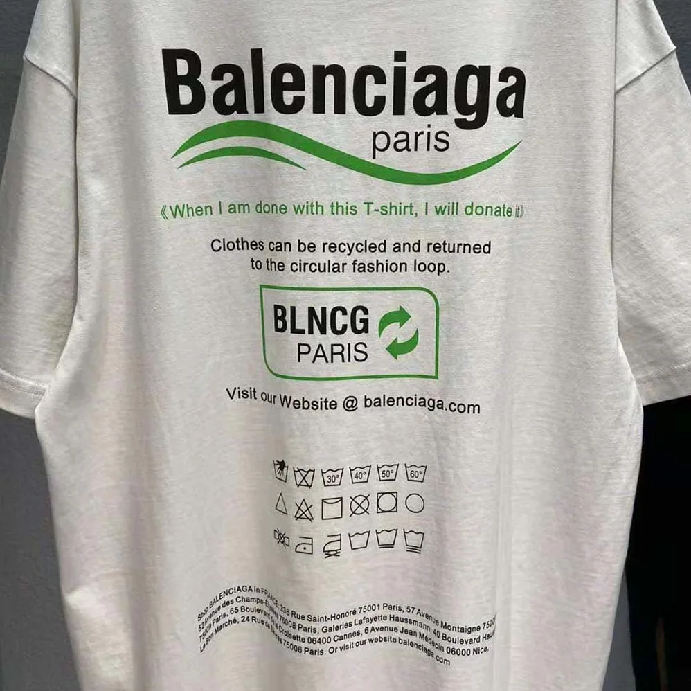 Balenciaga Dry Cleaning Boxy T-Shirt in White and Green Vintage Jersey for Women