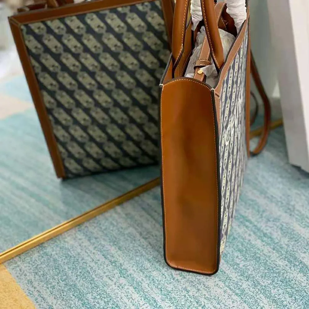 Celine Small Vertical Cabas Celine in Maillon Triomphe Jacquard and Calfskin for Women