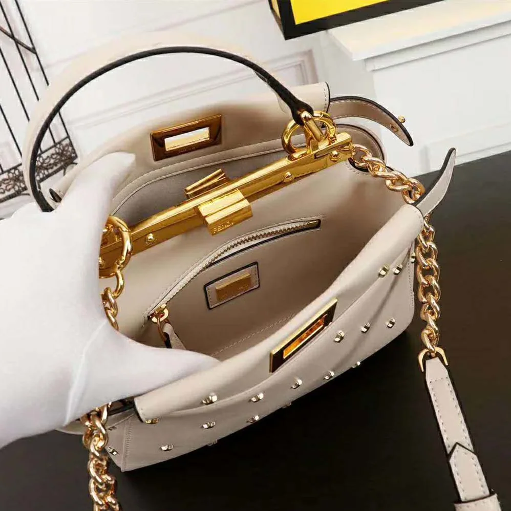 Fendi Peekaboo XS Leather Mini-Bag for Women in White