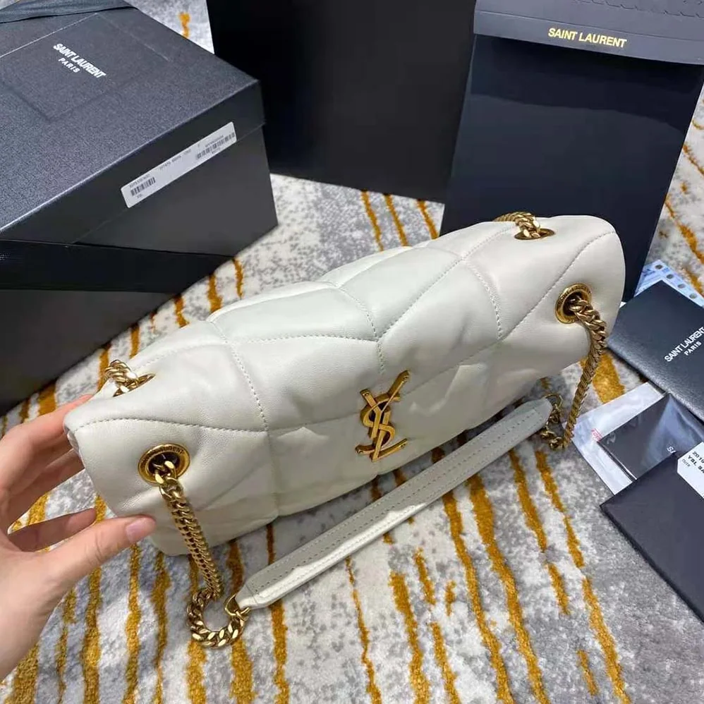 Saint Laurent YSL Loulou Puffer Small Bag in Quilted Lambskin for Women in White